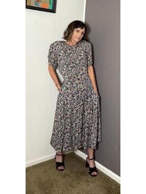 1980's does 1940's Midi Day Dress from Liz Claiborne M-L